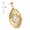Dije Religioso 5.197.009 Oro Laminado, Diseño de Sagrado Corazon de Jesus, Diamantado, Dos Tonos