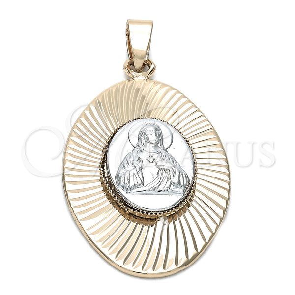Dije Religioso 5.197.009 Oro Laminado, Diseño de Sagrado Corazon de Jesus, Diamantado, Dos Tonos