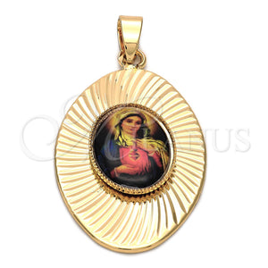 Dije Religioso 5.197.013 Oro Laminado, Diseño de Sagrado Corazon de Maria, Diamantado, Tono Dorado