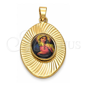 Dije Religioso 5.197.013 Oro Laminado, Diseño de Sagrado Corazon de Maria, Diamantado, Tono Dorado