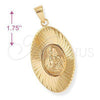 Dije Religioso 5.197.014 Oro Laminado, Diseño de Sagrado Corazon de Maria, Diamantado, Tono Dorado