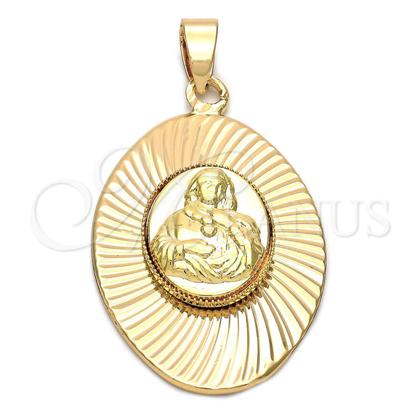 Dije Religioso 5.197.014 Oro Laminado, Diseño de Sagrado Corazon de Maria, Diamantado, Tono Dorado