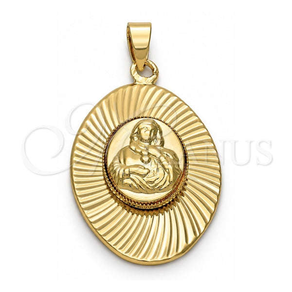 Dije Religioso 5.197.014 Oro Laminado, Diseño de Sagrado Corazon de Maria, Diamantado, Tono Dorado