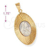 Dije Religioso 5.197.015 Oro Laminado, Diseño de Sagrado Corazon de Maria, Diamantado, Dos Tonos