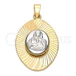 Dije Religioso 5.197.015 Oro Laminado, Diseño de Sagrado Corazon de Maria, Diamantado, Dos Tonos