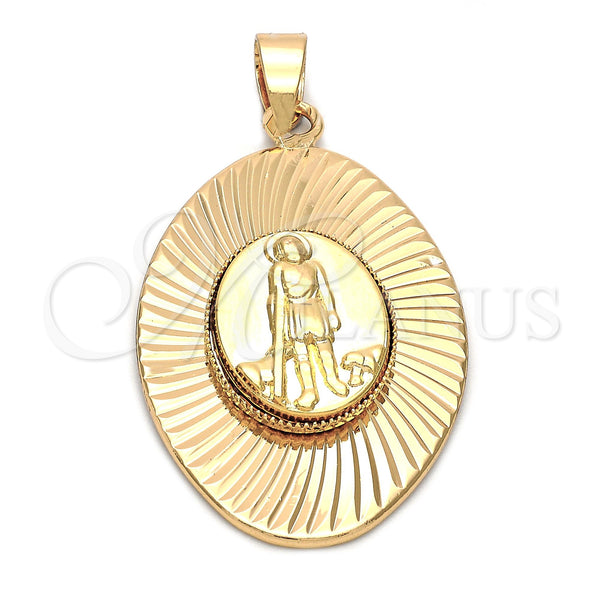 Dije Religioso 5.197.017 Oro Laminado, Diseño de San Lazaro, Diamantado, Tono Dorado