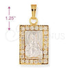 Dije Religioso 5.198.015 Oro Laminado, Diseño de Jesus, con Blanca Zirconia Cubica, Pulido, Dos Tonos