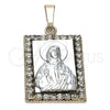 Dije Religioso 5.198.027 Oro Laminado, Diseño de Jesus, con Blanca Zirconia Cubica, Pulido, Dos Tonos