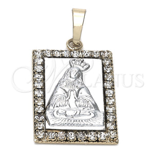 Dije Religioso 5.198.028 Oro Laminado, Diseño de Altagracia, con Blanca Zirconia Cubica, Pulido, Dos Tonos