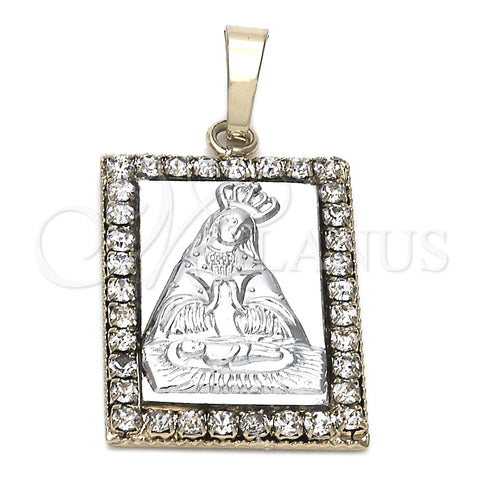 Dije Religioso 5.198.028 Oro Laminado, Diseño de Altagracia, con Blanca Zirconia Cubica, Pulido, Dos Tonos