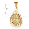 Dije Religioso 5.199.011 Oro Laminado, Diseño de Sagrado Corazon de Maria, Diamantado, Tono Dorado