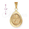 Dije Religioso 5.199.011 Oro Laminado, Diseño de Sagrado Corazon de Maria, Diamantado, Tono Dorado