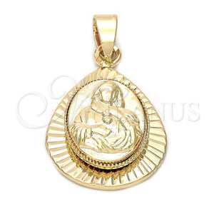 Dije Religioso 5.199.011 Oro Laminado, Diseño de Sagrado Corazon de Maria, Diamantado, Tono Dorado