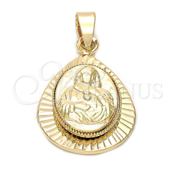 Dije Religioso 5.199.011 Oro Laminado, Diseño de Sagrado Corazon de Maria, Diamantado, Tono Dorado