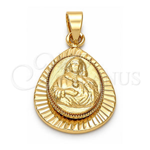 Dije Religioso 5.199.011 Oro Laminado, Diseño de Sagrado Corazon de Maria, Diamantado, Tono Dorado