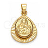 Dije Religioso 5.199.011 Oro Laminado, Diseño de Sagrado Corazon de Maria, Diamantado, Tono Dorado