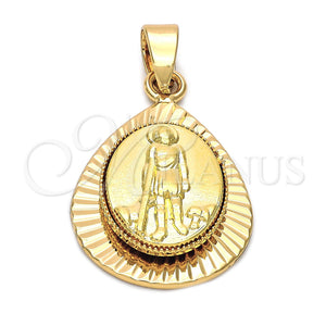 Dije Religioso 5.199.012 Oro Laminado, Diseño de San Lazaro, Diamantado, Tono Dorado