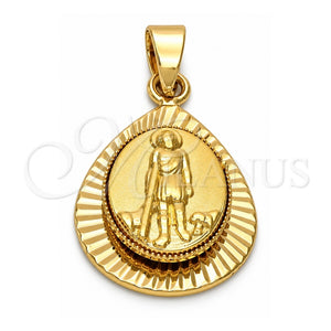 Dije Religioso 5.199.012 Oro Laminado, Diseño de San Lazaro, Diamantado, Tono Dorado