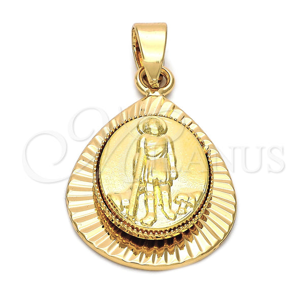 Dije Religioso 5.199.012 Oro Laminado, Diseño de San Lazaro, Diamantado, Tono Dorado