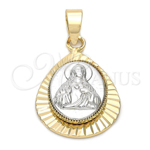 Dije Religioso 5.199.015 Oro Laminado, Diseño de Jesus, Diamantado, Dos Tonos
