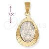 Dije Religioso 5.199.017 Oro Laminado, Diseño de Sagrado Corazon de Maria, Diamantado, Dos Tonos