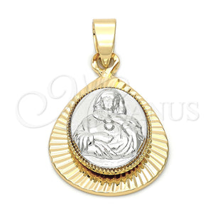 Dije Religioso 5.199.017 Oro Laminado, Diseño de Sagrado Corazon de Maria, Diamantado, Dos Tonos