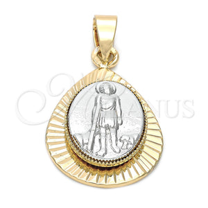 Dije Religioso 5.199.018 Oro Laminado, Diseño de San Lazaro, Diamantado, Dos Tonos