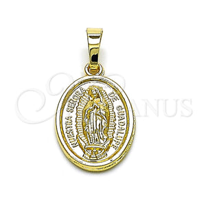 Dije Religioso 5.199.024 Oro Laminado, Diseño de Guadalupe, Pulido, Tono Dorado