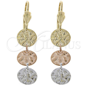 Arete Largo 02.63.2160 Oro Laminado, Diamantado, Tres Tonos