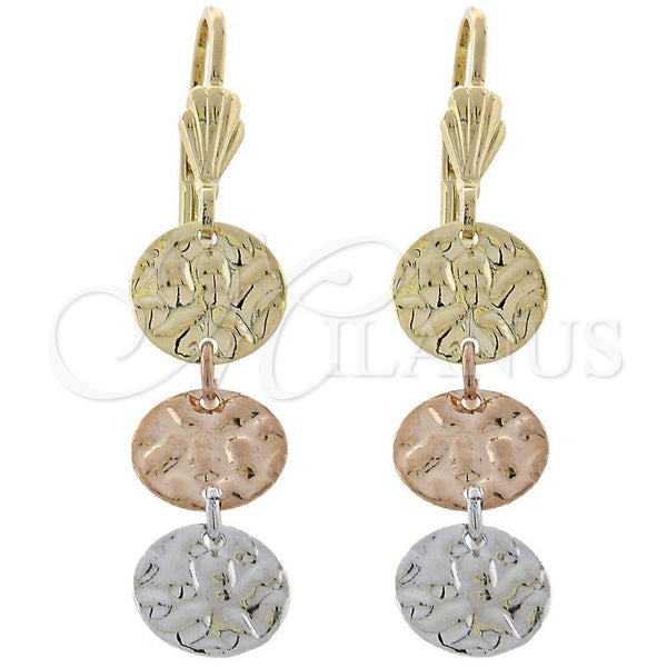Arete Largo 02.63.2160 Oro Laminado, Diamantado, Tres Tonos