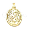 Dije Religioso 5.199.027.1 Oro Laminado, Diseño de Angel, Pulido, Tono Dorado