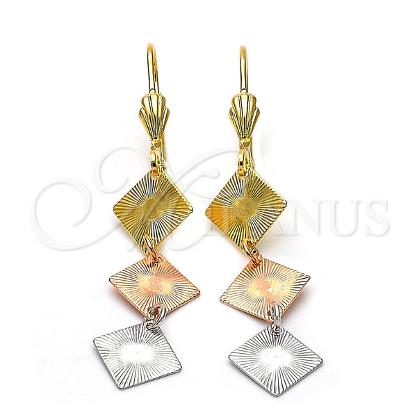Arete Largo 02.63.2161 Oro Laminado, Diamantado, Tres Tonos