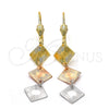 Arete Largo 02.63.2161 Oro Laminado, Diamantado, Tres Tonos