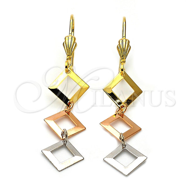 Arete Largo 02.63.2162 Oro Laminado, Pulido, Tres Tonos