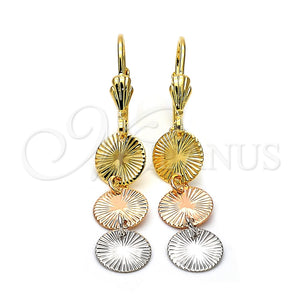 Arete Largo 02.63.2163 Oro Laminado, Diamantado, Tres Tonos