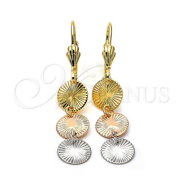 Arete Largo 02.63.2163 Oro Laminado, Diamantado, Tres Tonos