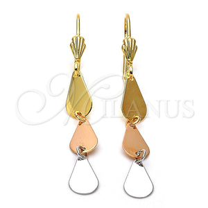Arete Largo 02.63.2164 Oro Laminado, Pulido, Tres Tonos