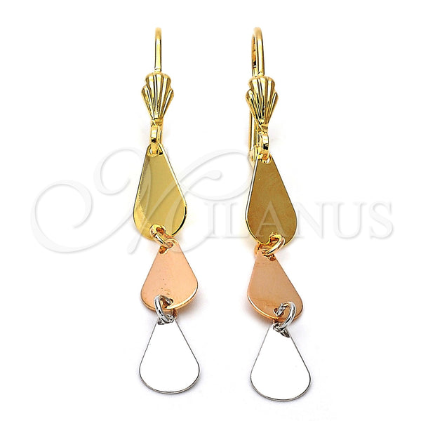 Arete Largo 02.63.2164 Oro Laminado, Pulido, Tres Tonos
