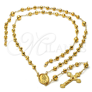 Rosario Grande 5.202.005.30 Oro Laminado, Diseño de Crucifijo y San Lazaro, Diamantado, Tono Dorado