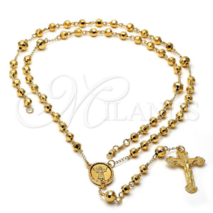 Rosario Grande 5.202.006.30 Oro Laminado, Diseño de Crucifijo y Divino Niño , Pulido, Tono Dorado