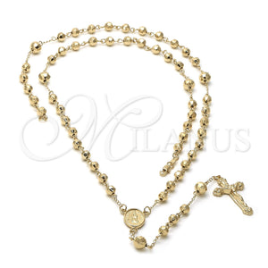 Rosario Grande 5.203.001 Oro Laminado, Diseño de Guadalupe y Crucifijo, Diamantado, Tono Dorado