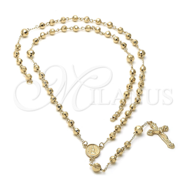 Rosario Grande 5.203.001 Oro Laminado, Diseño de Guadalupe y Crucifijo, Diamantado, Tono Dorado