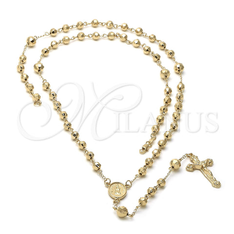 Rosario Grande 5.203.001 Oro Laminado, Diseño de Guadalupe y Crucifijo, Diamantado, Tono Dorado