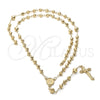 Rosario Grande 5.203.001 Oro Laminado, Diseño de Guadalupe y Crucifijo, Diamantado, Tono Dorado