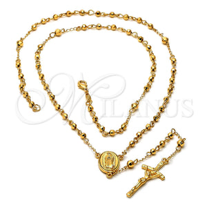 Rosario Mediano 5.204.001.28 Oro Laminado, Diseño de Guadalupe y Crucifijo, Pulido, Tono Dorado