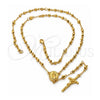 Rosario Mediano 5.204.001.28 Oro Laminado, Diseño de Guadalupe y Crucifijo, Pulido, Tono Dorado