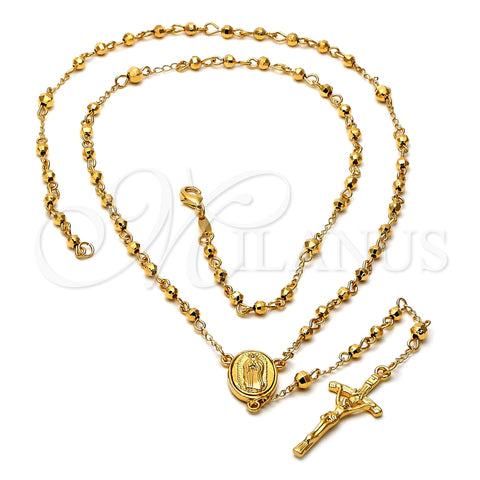 Rosario Mediano 5.204.001.28 Oro Laminado, Diseño de Guadalupe y Crucifijo, Pulido, Tono Dorado