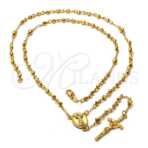 Rosario Mediano 5.204.006.24 Oro Laminado, Diseño de Divino Niño y Crucifijo, Pulido, Tono Dorado