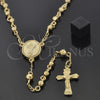 Rosario Grande 5.205.006.28 Oro Laminado, Diseño de Divino Niño y Crucifijo, Diamantado, Tono Dorado