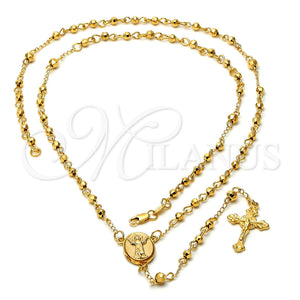 Rosario Grande 5.205.006.28 Oro Laminado, Diseño de Divino Niño y Crucifijo, Diamantado, Tono Dorado